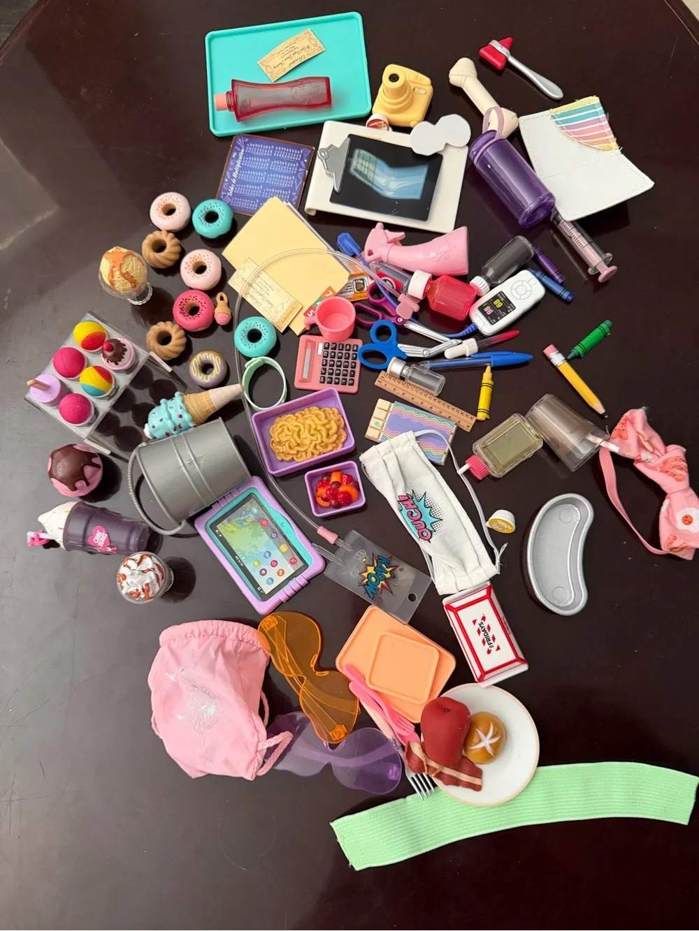 Our generation sets: food, doctor office, school, and some other accessories